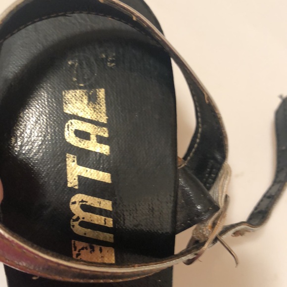 Vintage MTA Silver Metallic Block High Heel Slingback Shoes Women’s 7.5 Open Toe - Picture 8 of 9